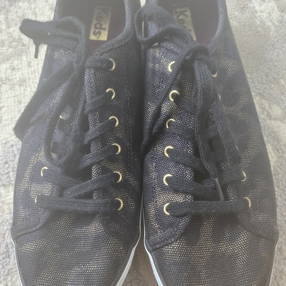 Keds Triple Kick Leopard Print Canvas Sneaker Shoes Women's 9.5 Black/gold - Picture 3 of 10